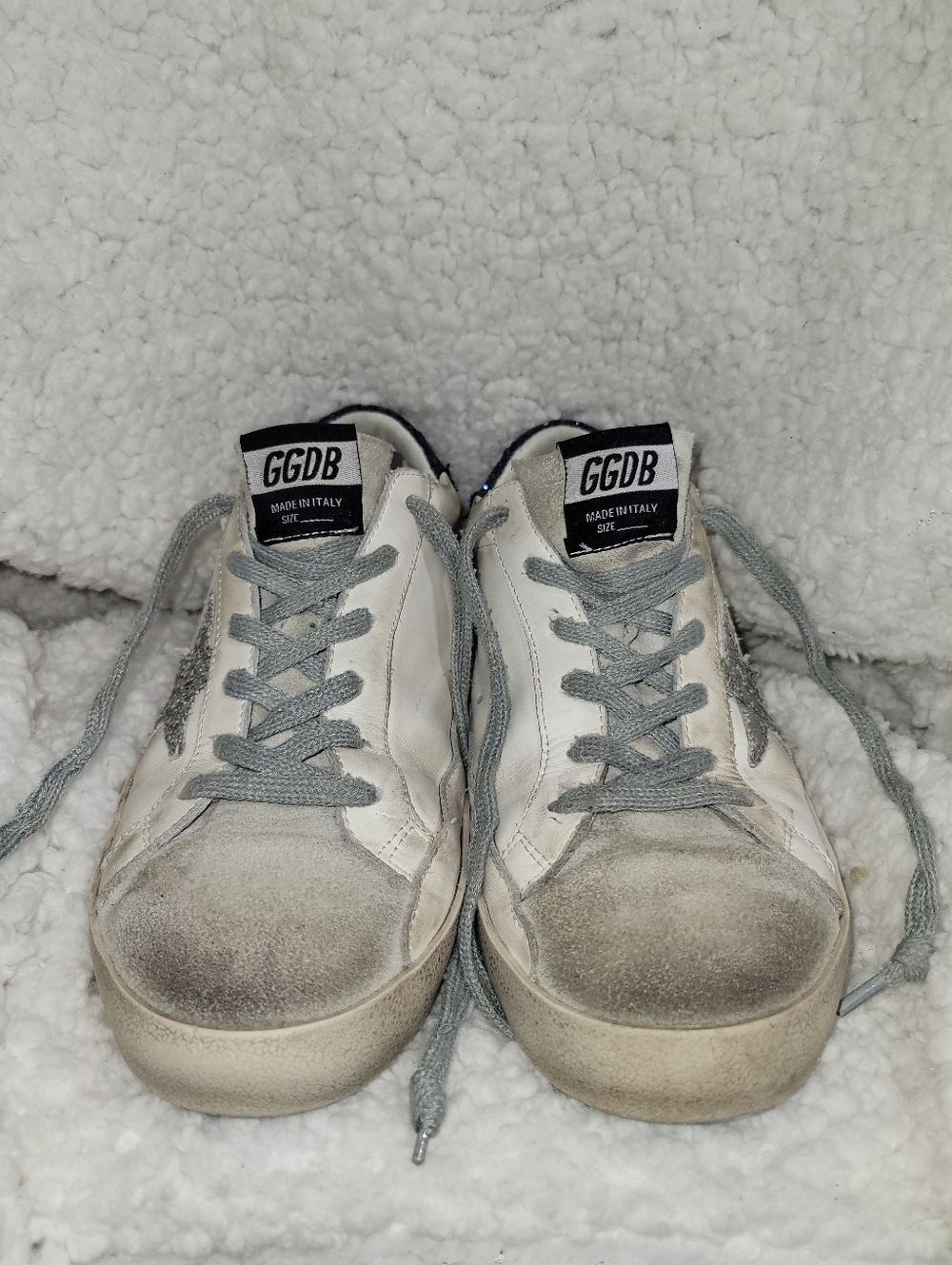 Golden Goose Superstar Sneakers EU 42 US 9 White Glitter Star Distressed Italy - Picture 4 of 16